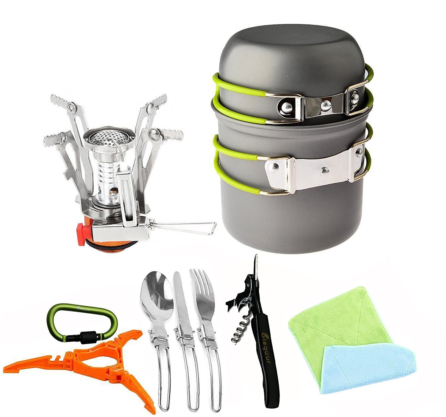 12. Bisgear Camping Cookware Stove/Gear Set