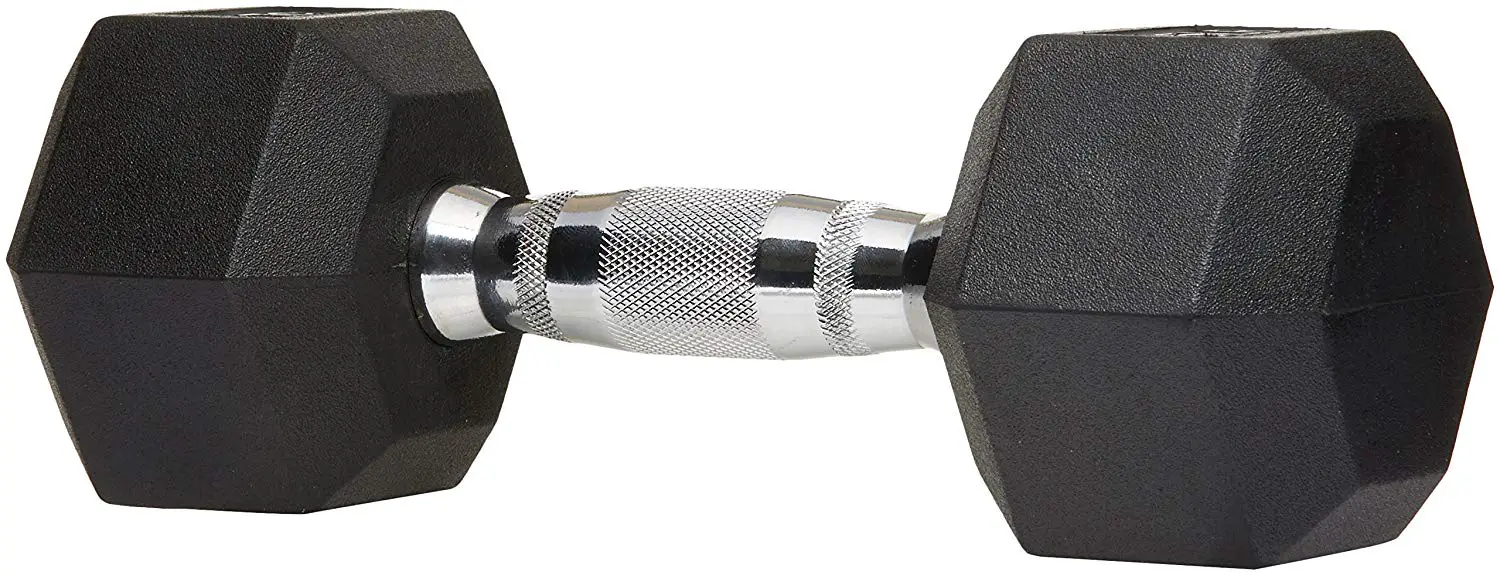 7. AmazonBasics Rubber Encased Hex Dumbbell