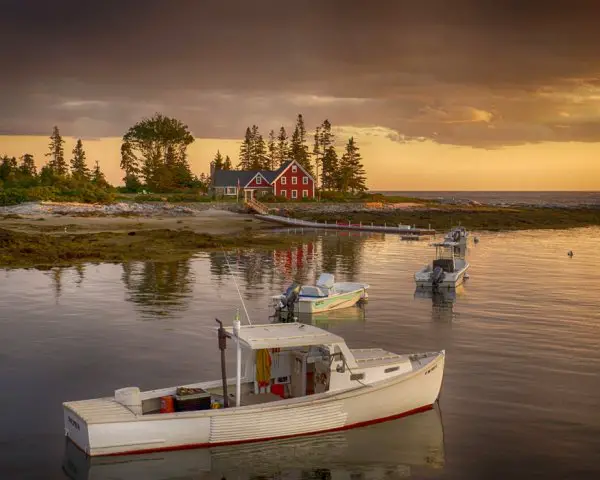 Fishing-Boat- in- Front- of Red House