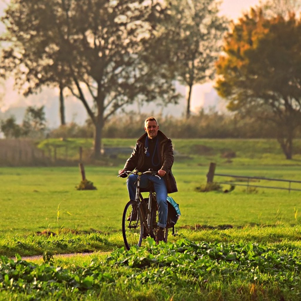 Man-Riding-Bike