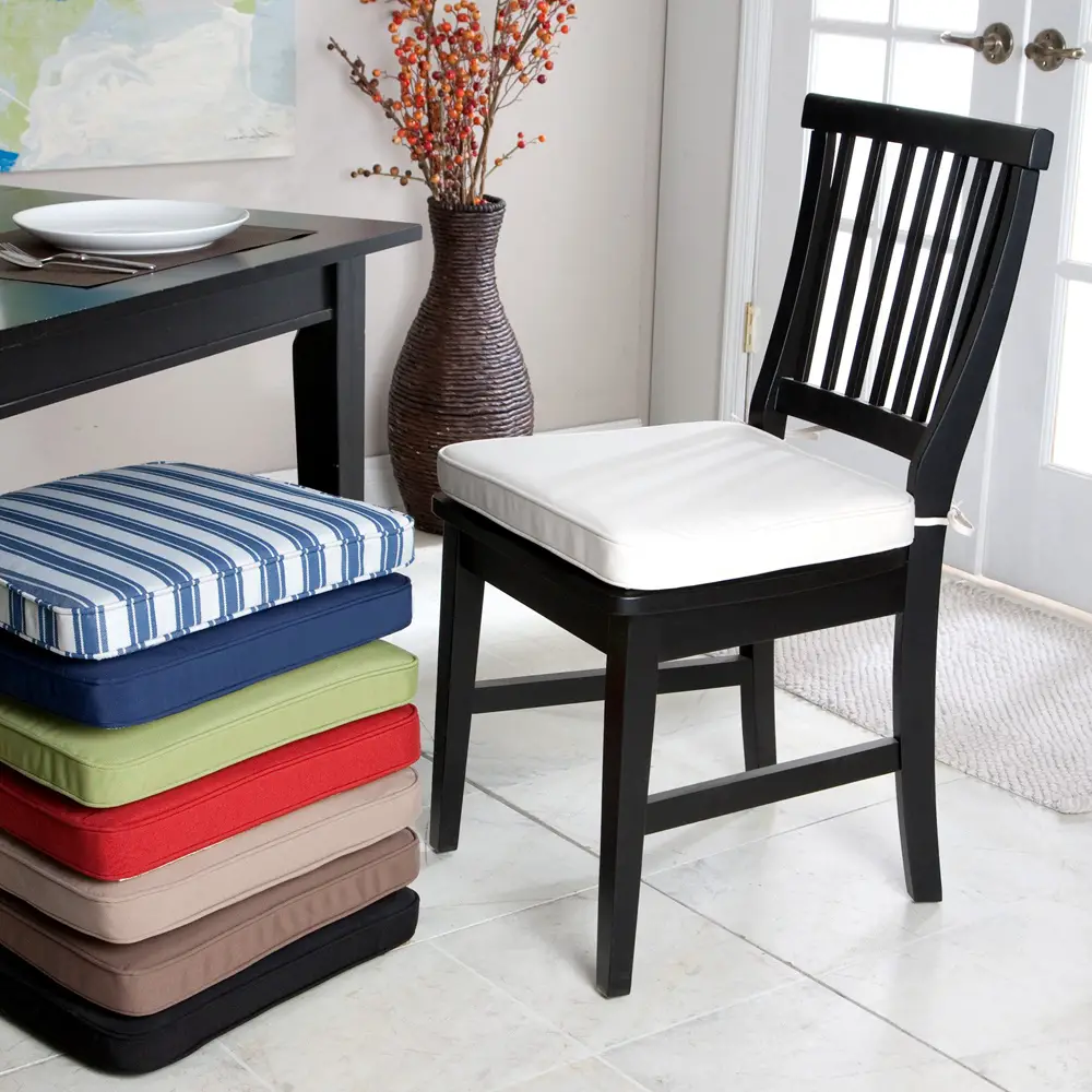 Ticking Stripe Navy Blue Dining Chair Pads - Latex Foam Fill