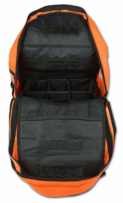 Inside view of Lightning X First Responder First Aid Kit Backpack